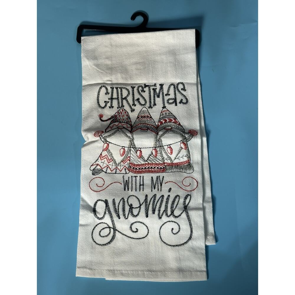 Christmas With My Gnomies Nordic Gnome Holiday Kitchen Flour Sack Towel 17.5x28